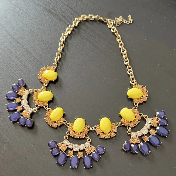 Elegant Yellow and Royal Blue Statement Necklace - Picture 1 of 2
